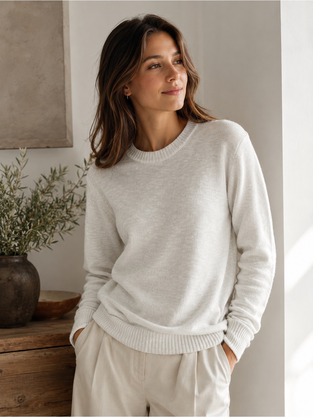 J. Crew Soft Cream Crewneck Sweater